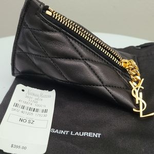Triangle YSL Quilted Pouch Key Chain